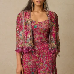 Tarun Tahiliani Pink Zardosi Embellished Gilet Set -Outlet Loometta Store 29823tt1 4