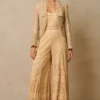 Tarun Tahiliani Beige Crystal Embellished Gilet Set -Outlet Loometta Store 29823tt10 1