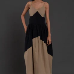 Mati Beige & Black Strappy Dress