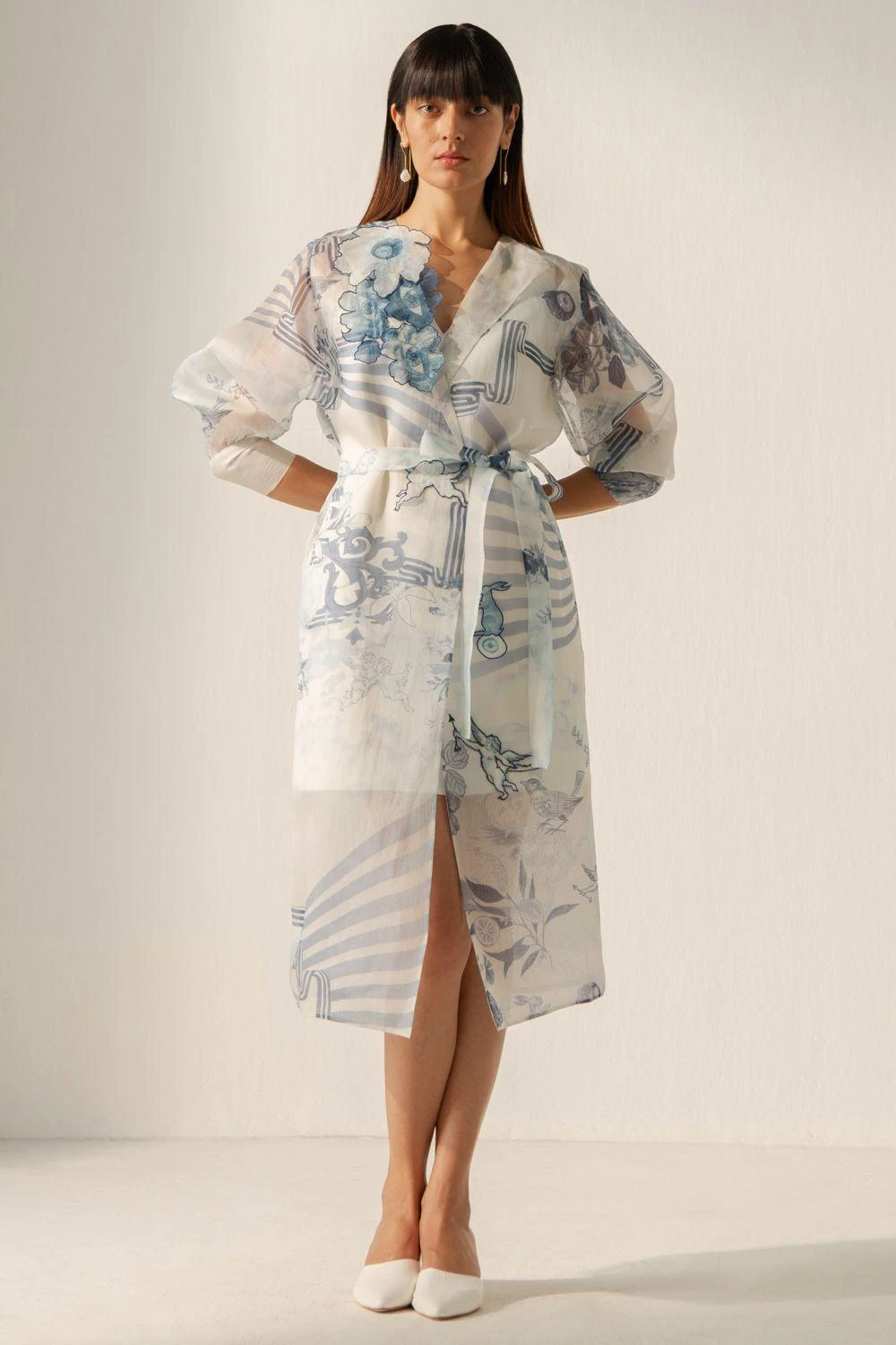 Richa Khemka Aqua Printed Trench With Dress 3 Richa Khemka Aqua Printed Trench With Dress