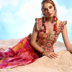 CAPISVIRLEO Pink Crochet Corset Top 10 CAPISVIRLEO Pink Crochet Corset Top -Outlet Loometta Store 30623cp7 4