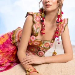 CAPISVIRLEO Pink Crochet Corset Top 11 CAPISVIRLEO Pink Crochet Corset Top -Outlet Loometta Store 30623cp7 5