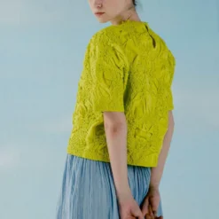 ILK Neon Yellow Smocked Woven T-shirt -Outlet Loometta Store 307ilk46 3