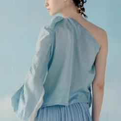 ILK Ice Blue One Shoulder Top 7 ILK Ice Blue One Shoulder Top -Outlet Loometta Store 307ilk6 3
