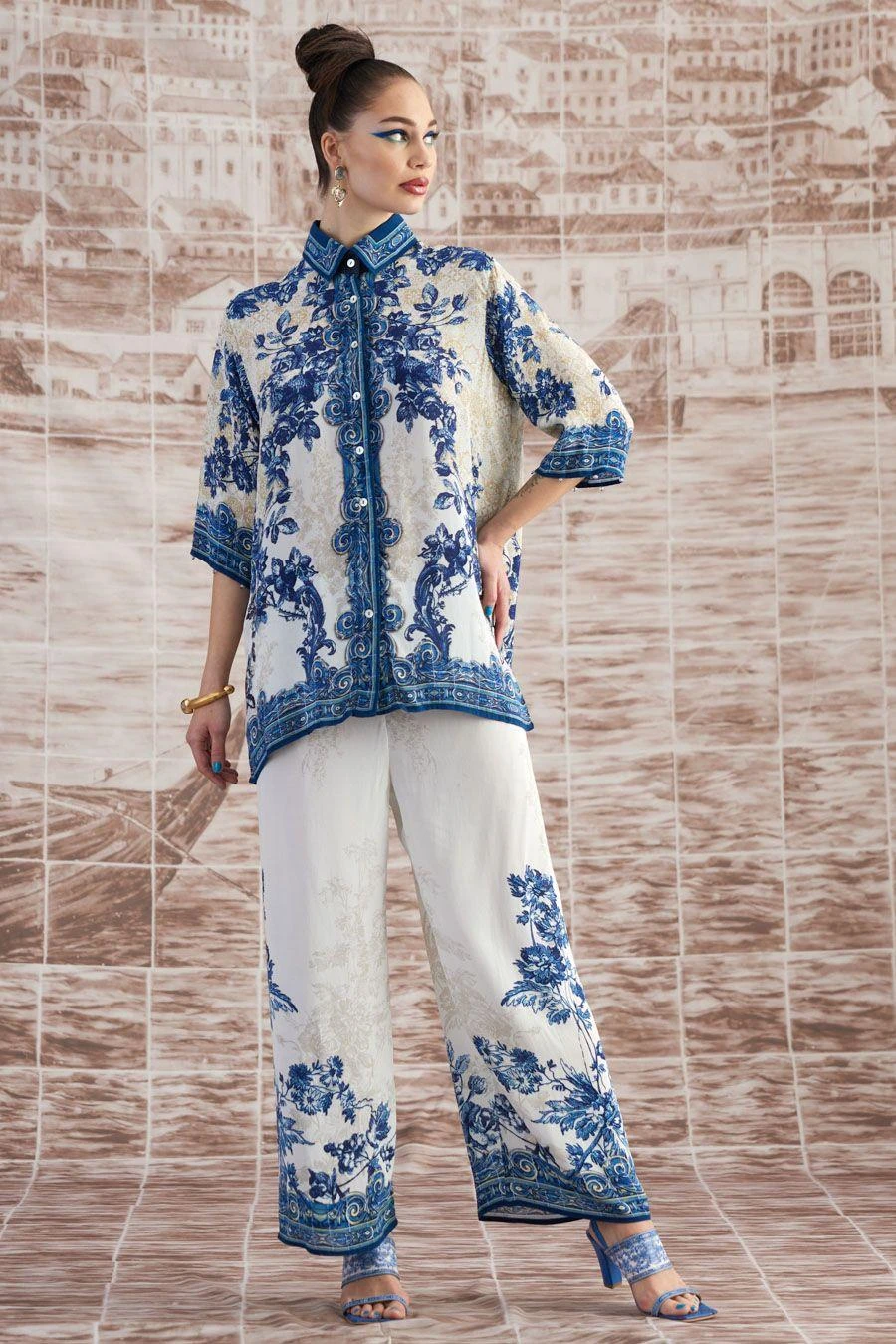 Rajdeep Ranawat Blue Maizah Floral Top 3 Rajdeep Ranawat Blue Maizah Floral Top - Image 2