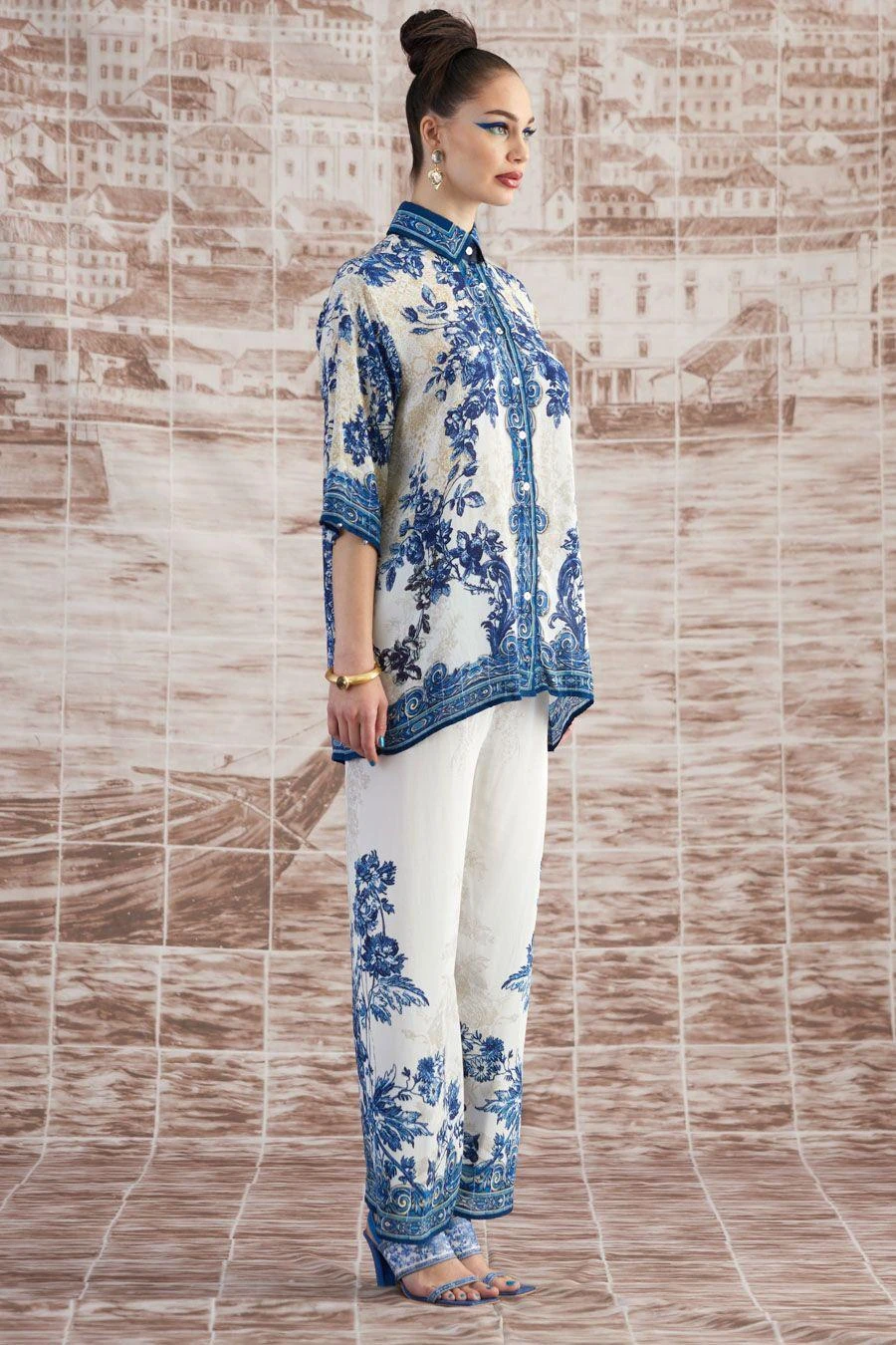 Rajdeep Ranawat Blue Maizah Floral Top 4 Rajdeep Ranawat Blue Maizah Floral Top - Image 3