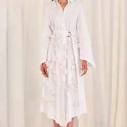 AK-OK By Anamika Khanna White Shirt Dress With A Floral Detail