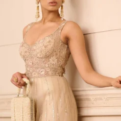 Tarun Tahiliani Champagne Gold Embellished Jumpsuit -Outlet Loometta Store 31323tt9 3