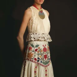 Chandrima Pleated Peplum Top With Cutwork Detail -Outlet Loometta Store 319637 3