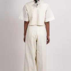 Ahmev Striped Textured Crop Top -Outlet Loometta Store 328301 3