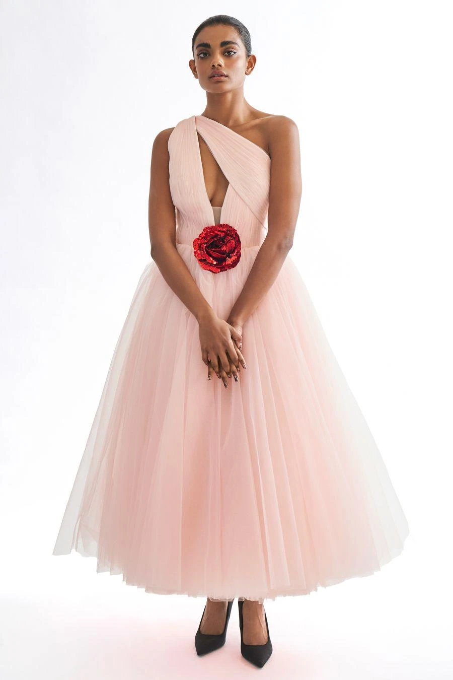 Gauri & Nainika Pink One Shoulder Draped Cutout Dress 3 Gauri & Nainika Pink One Shoulder Draped Cutout Dress