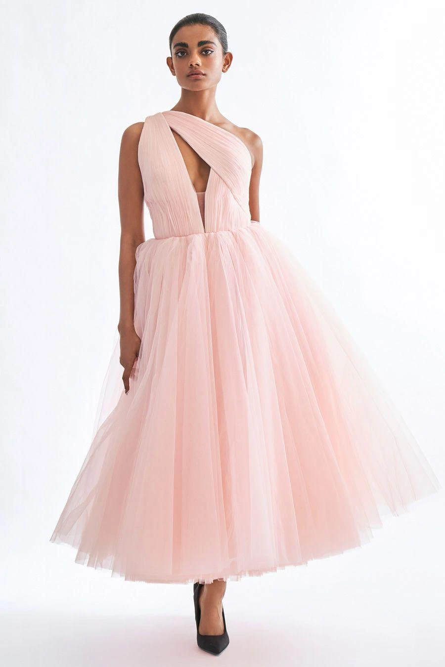 Gauri & Nainika Pink One Shoulder Draped Cutout Dress 4 Gauri & Nainika Pink One Shoulder Draped Cutout Dress - Image 2