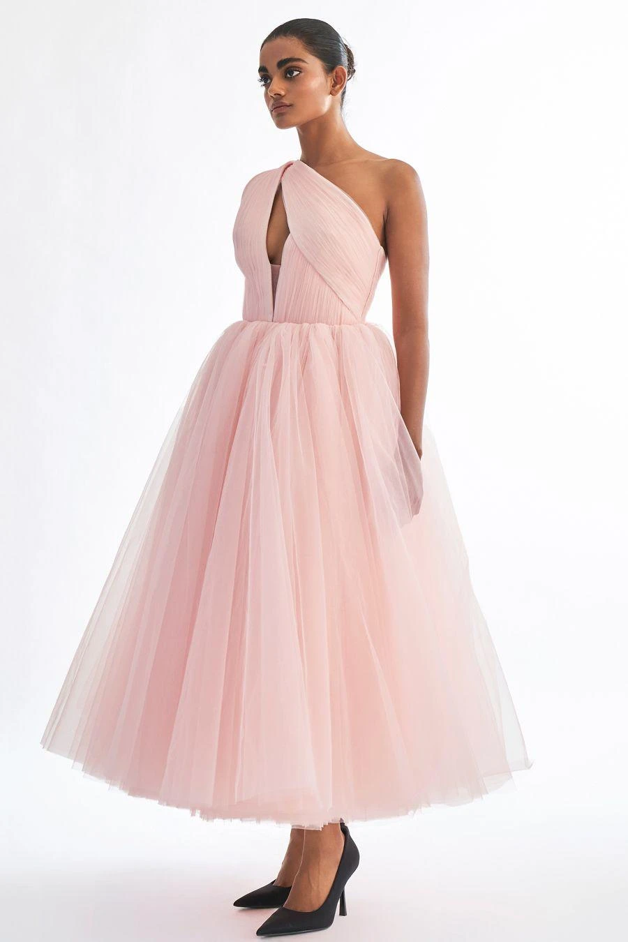 Gauri & Nainika Pink One Shoulder Draped Cutout Dress 5 Gauri & Nainika Pink One Shoulder Draped Cutout Dress - Image 3