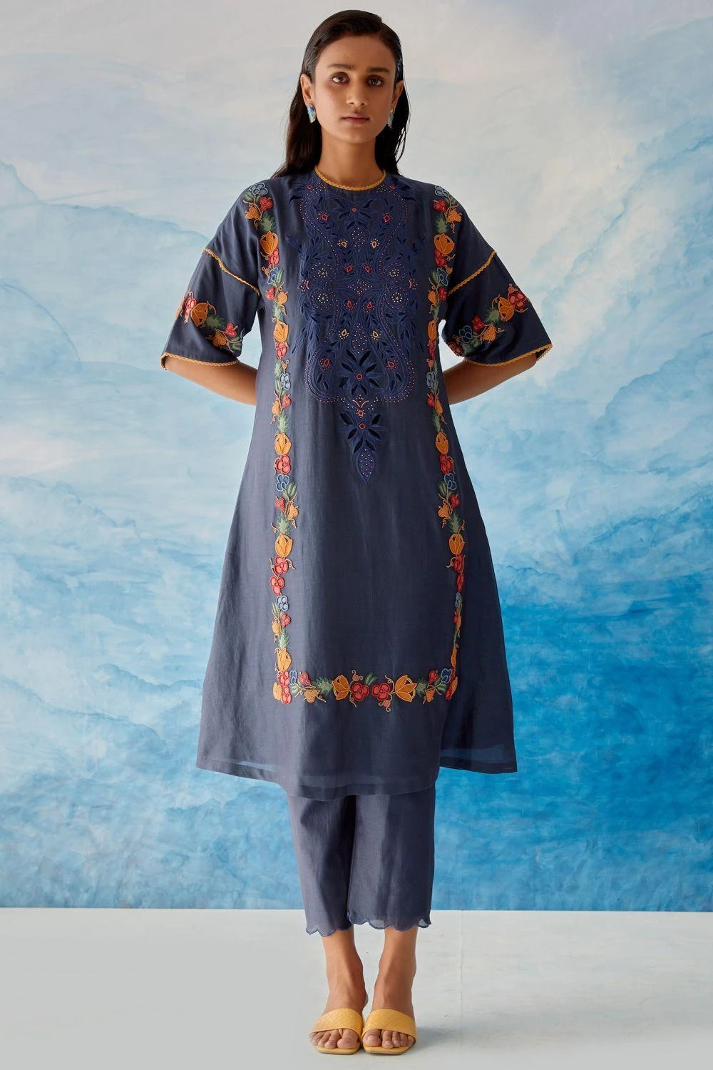 Chandrima Navy Blue Chanderi Pants 3 Chandrima Navy Blue Chanderi Pants