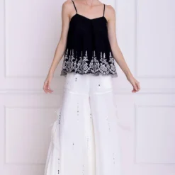 Dilnaz Black Thread Embroidered Camisole