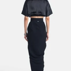 431-88 By Shweta Kapur Black V Neck Crop Top -Outlet Loometta Store 408431015 4
