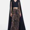 431-88 By Shweta Kapur Black Cape Style Crop Top -Outlet Loometta Store 408431016 1