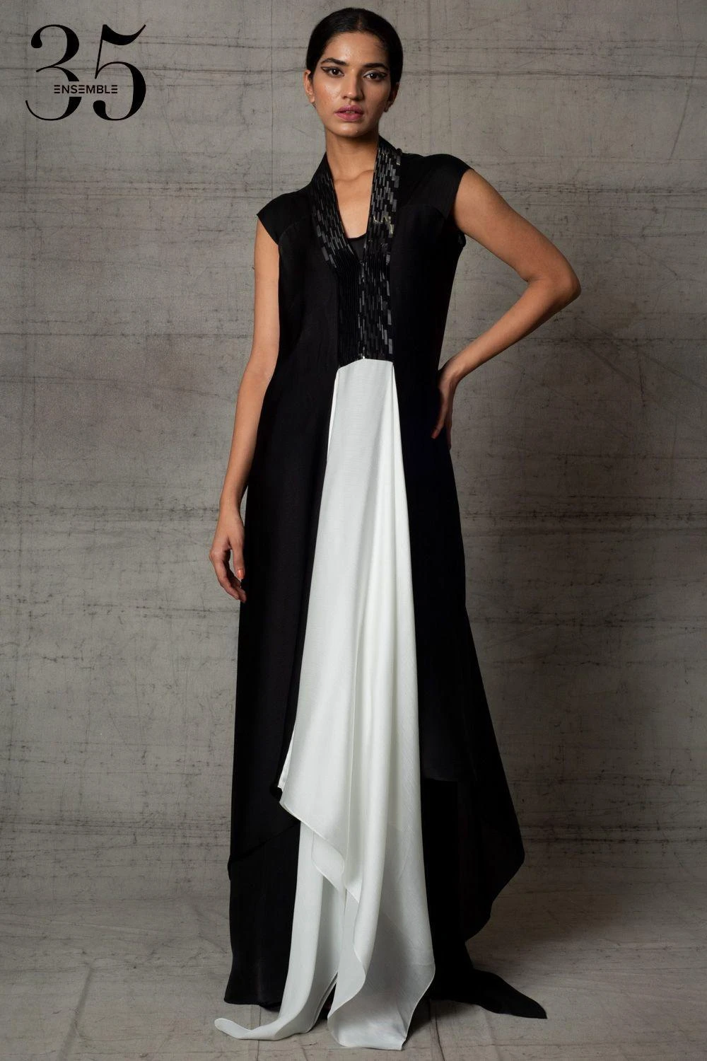 Amit Aggarwal Black & White Metallic Dress 3 Amit Aggarwal Black & White Metallic Dress