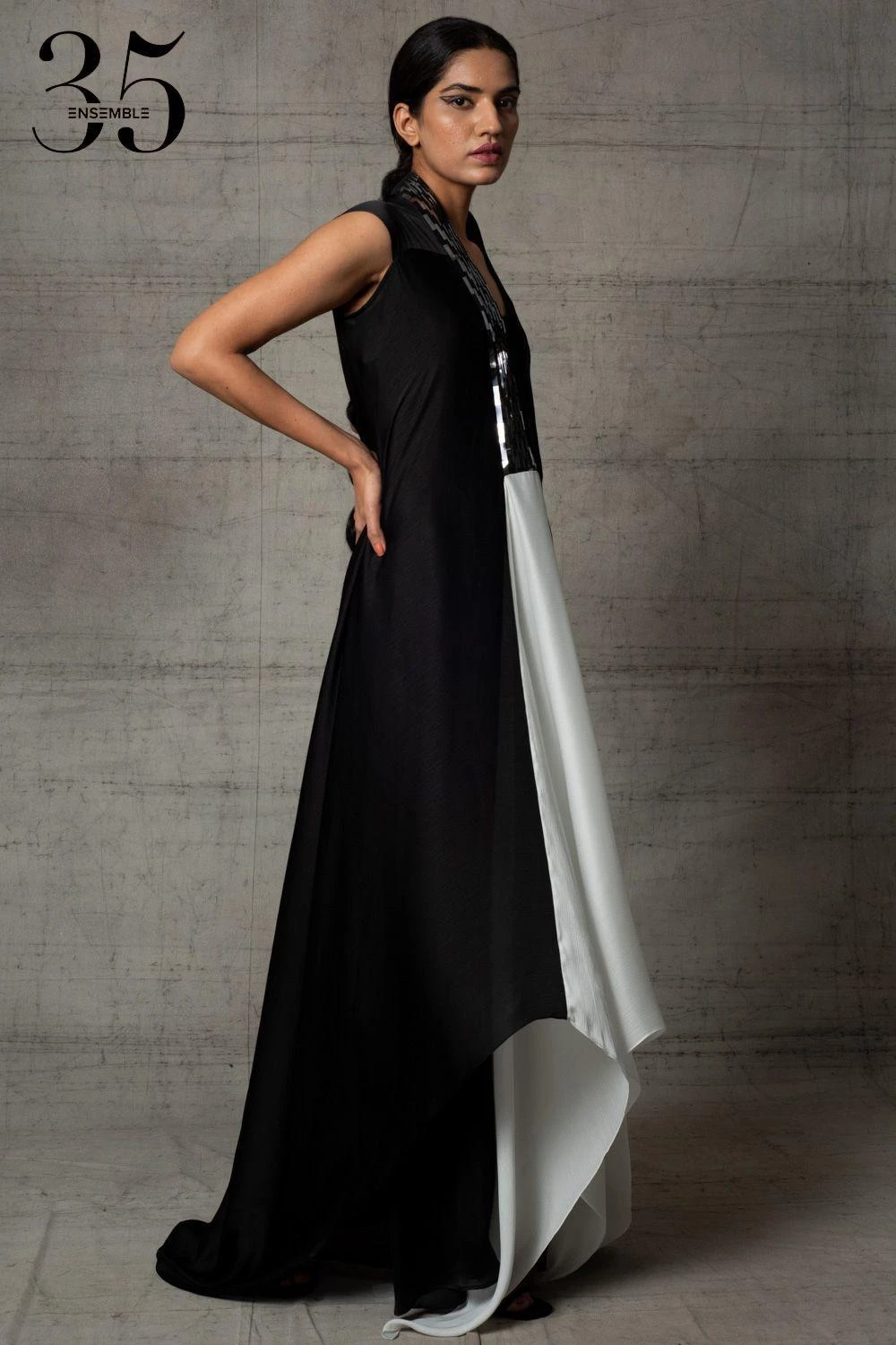 Amit Aggarwal Black & White Metallic Dress 4 Amit Aggarwal Black & White Metallic Dress - Image 2