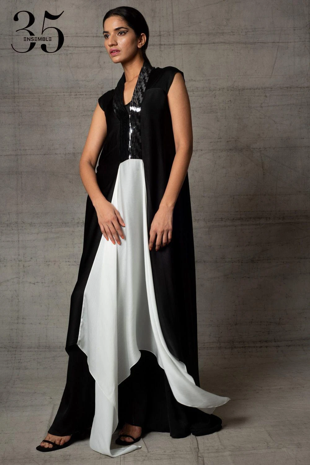 Amit Aggarwal Black & White Metallic Dress 5 Amit Aggarwal Black & White Metallic Dress - Image 3