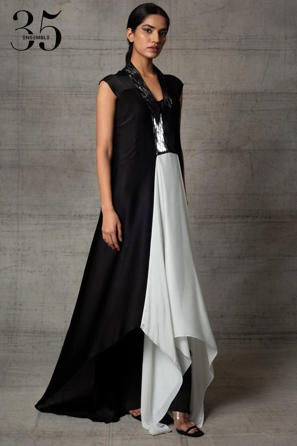 Amit Aggarwal Black & White Metallic Dress 6 Amit Aggarwal Black & White Metallic Dress - Image 4