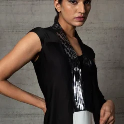 Amit Aggarwal Black & White Metallic Dress 13 Amit Aggarwal Black & White Metallic Dress -Outlet Loometta Store 410am13 5