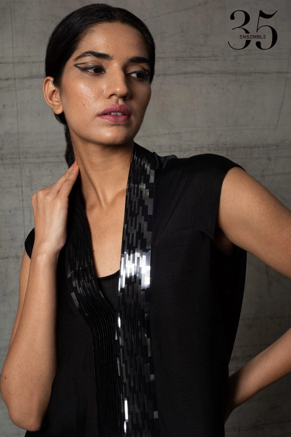 Amit Aggarwal Black & White Metallic Dress 8 Amit Aggarwal Black & White Metallic Dress - Image 6