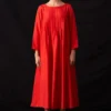 Amrich Fio Scarlet Red Hand-Woven Silk Pleated Dress