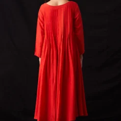 Amrich Fio Scarlet Red Hand-Woven Silk Pleated Dress -Outlet Loometta Store 41123am1 5
