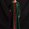Amrich Emma Red & Green Silk Woven Pleated Shibori Dress