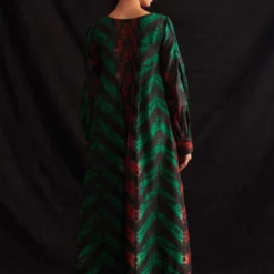 Amrich Emma Red & Green Silk Woven Pleated Shibori Dress -Outlet Loometta Store 41123am25 4