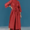 ILK Red Wood Smocked Dress With A Belt 1 ILK Red Wood Smocked Dress With A Belt -Outlet Loometta Store 411ilk38 1
