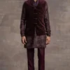 Tarun Tahiliani Men Wine Velvet Jacket Set -Outlet Loometta Store 411ttmw33 1