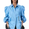 Kanika Goyal Label Blue Puff Sleeved Ruched Shirt 1 Kanika Goyal Label Blue Puff Sleeved Ruched Shirt -Outlet Loometta Store 4423kgl14 1