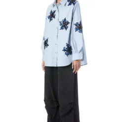 Kanika Goyal Label Powder Blue Sun Spiral Hand Embellished Shirt -Outlet Loometta Store 4423kgl44 2