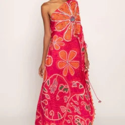 Saaksha & Kinni Pink Marigold Bandhani Printed Dress