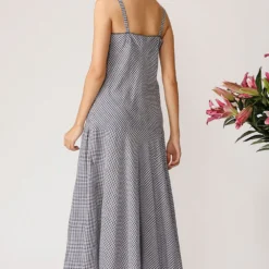 Payal Pratap Handloom Cotton Checkered Slip Dress -Outlet Loometta Store 4ss 8 blue 4