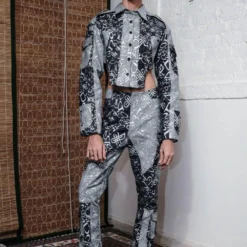 QUOD Indigo & Grey QUOD Printed Racer Denim Pant -Outlet Loometta Store 51123qu51 3