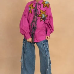 Dhruv Kapoor Pink Handcrafted Tie-up Shirt -Outlet Loometta Store 5623dk9 2