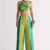Ikai Green Applique Elasticated Straight Pants -Outlet Loometta Store 5823iai24 1