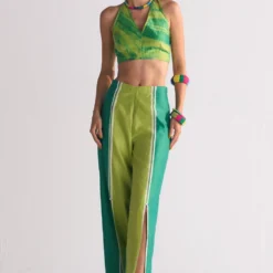 Ikai Green Applique Elasticated Straight Pants 8 Ikai Green Applique Elasticated Straight Pants -Outlet Loometta Store 5823iai24 2