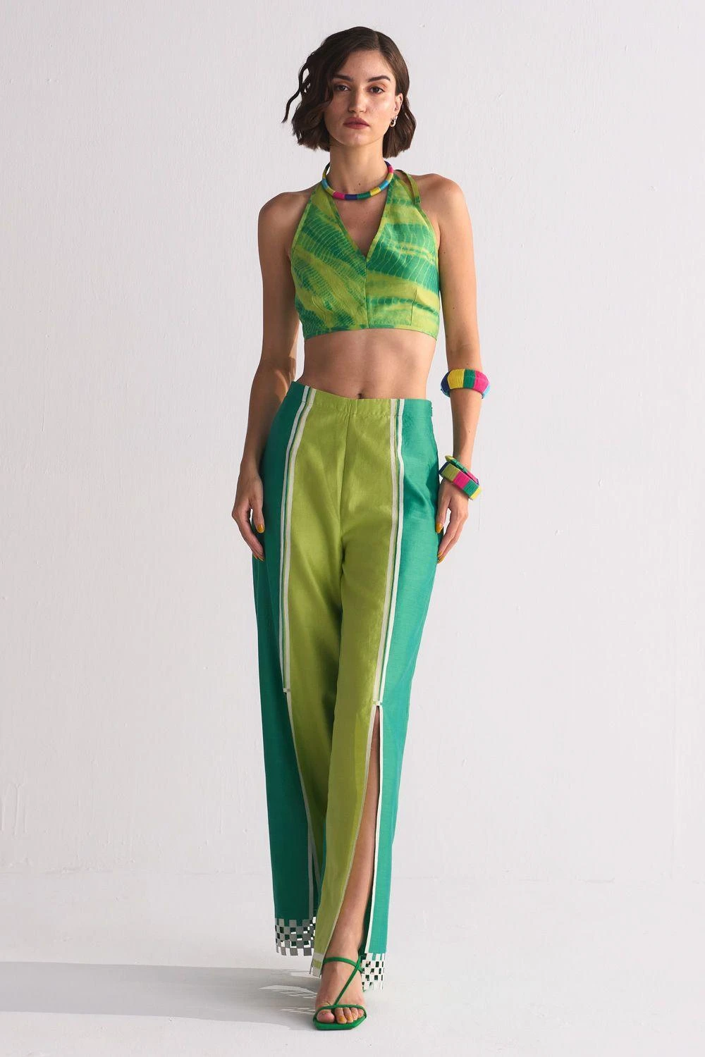 Ikai Green Applique Elasticated Straight Pants 4 Ikai Green Applique Elasticated Straight Pants - Image 2