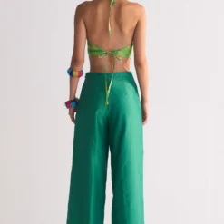 Ikai Green Applique Elasticated Straight Pants 11 Ikai Green Applique Elasticated Straight Pants -Outlet Loometta Store 5823iai24 5