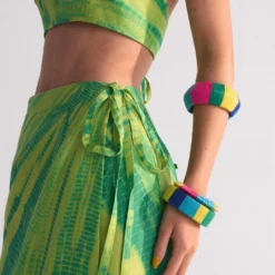 Ikai Lime Green Diagonal-dyed Wrap Skirt -Outlet Loometta Store 5823iai5 3