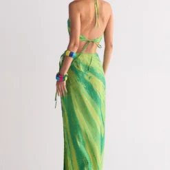 Ikai Lime Green Diagonal-dyed Wrap Skirt -Outlet Loometta Store 5823iai5 4