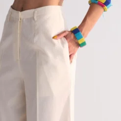 Ikai Ivory Cutwork Elasticated Straight Pants 8 Ikai Ivory Cutwork Elasticated Straight Pants -Outlet Loometta Store 5823iai71 3