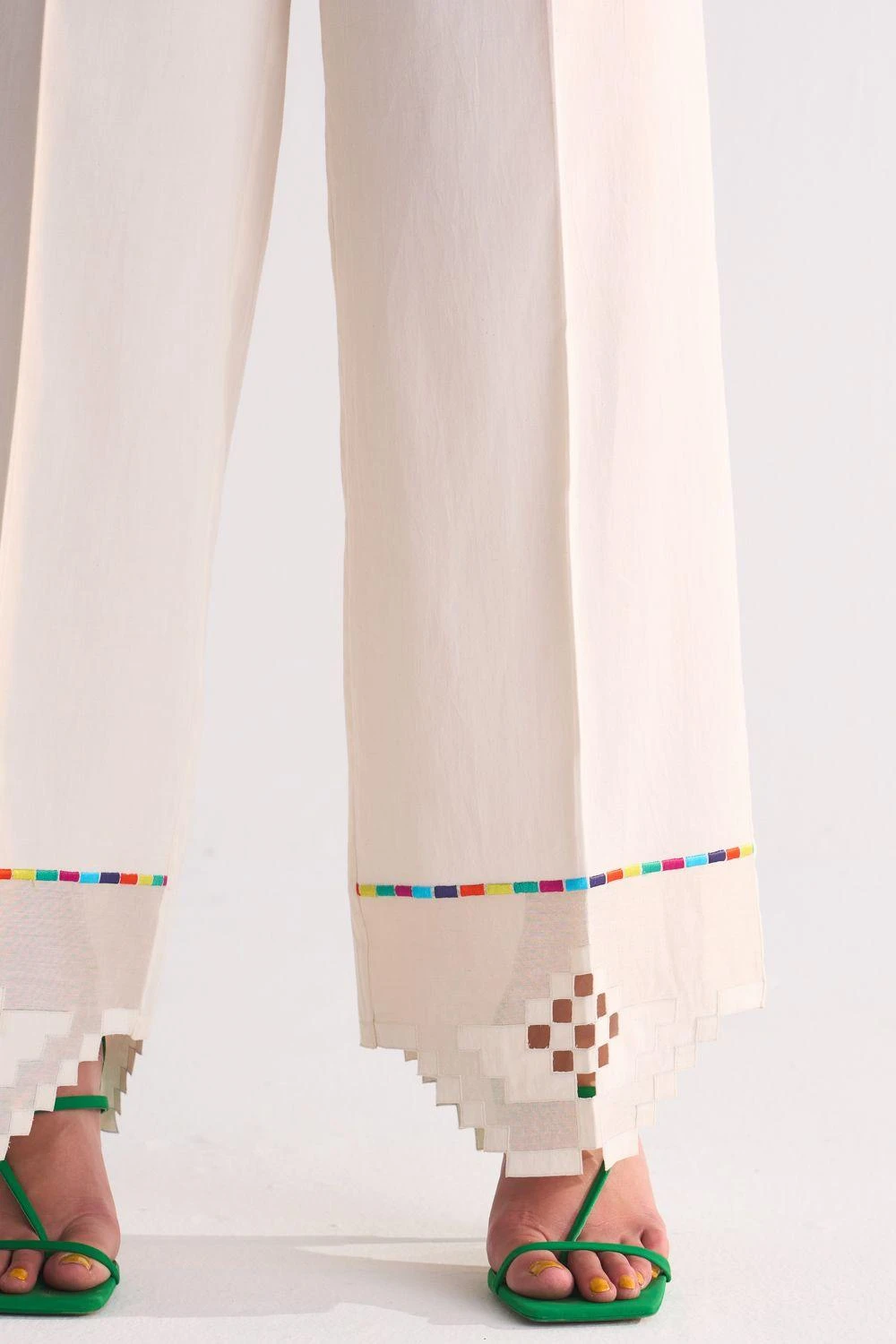 Ikai Ivory Cutwork Elasticated Straight Pants 5 Ikai Ivory Cutwork Elasticated Straight Pants - Image 4