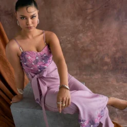 Sakshi Khetterpal Blooming Cerulean Chanderi Corset Jumpsuit -Outlet Loometta Store 6124sk47 4