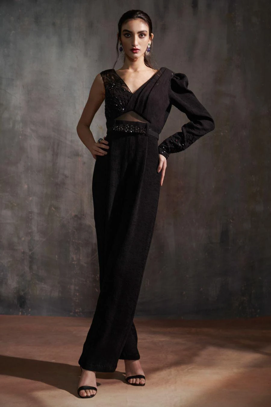 Anjali Kanwar Black Embellished & Pleated Jumpsuit 3 Anjali Kanwar Black Embellished & Pleated Jumpsuit