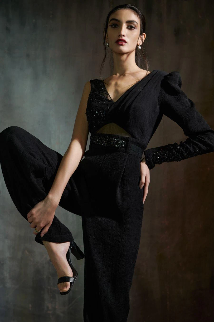 Anjali Kanwar Black Embellished & Pleated Jumpsuit 5 Anjali Kanwar Black Embellished & Pleated Jumpsuit - Image 3